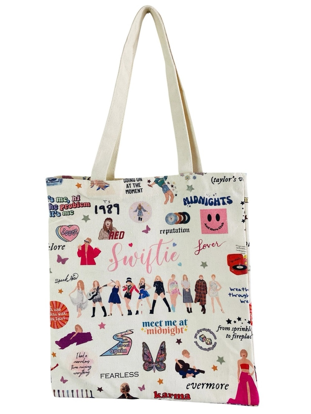 Taylor Swift Canvas Tote Featuring Albums And Iconic Lyrics 14“ x 12.5“